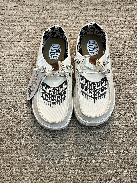 Hey Dude Other - Hey Dude Wendy Funk Boho Sneakers White & Black US 7
